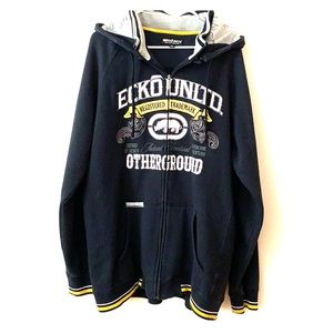 Ecko Unltd XL Black & Yellow Thick Zip Up Hoodie